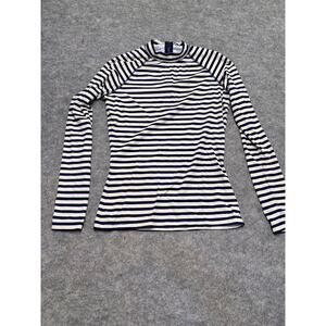 J. Crew Womens Striped Swim Rash Guard Top Long Sleeve Size S Navy White Stripe